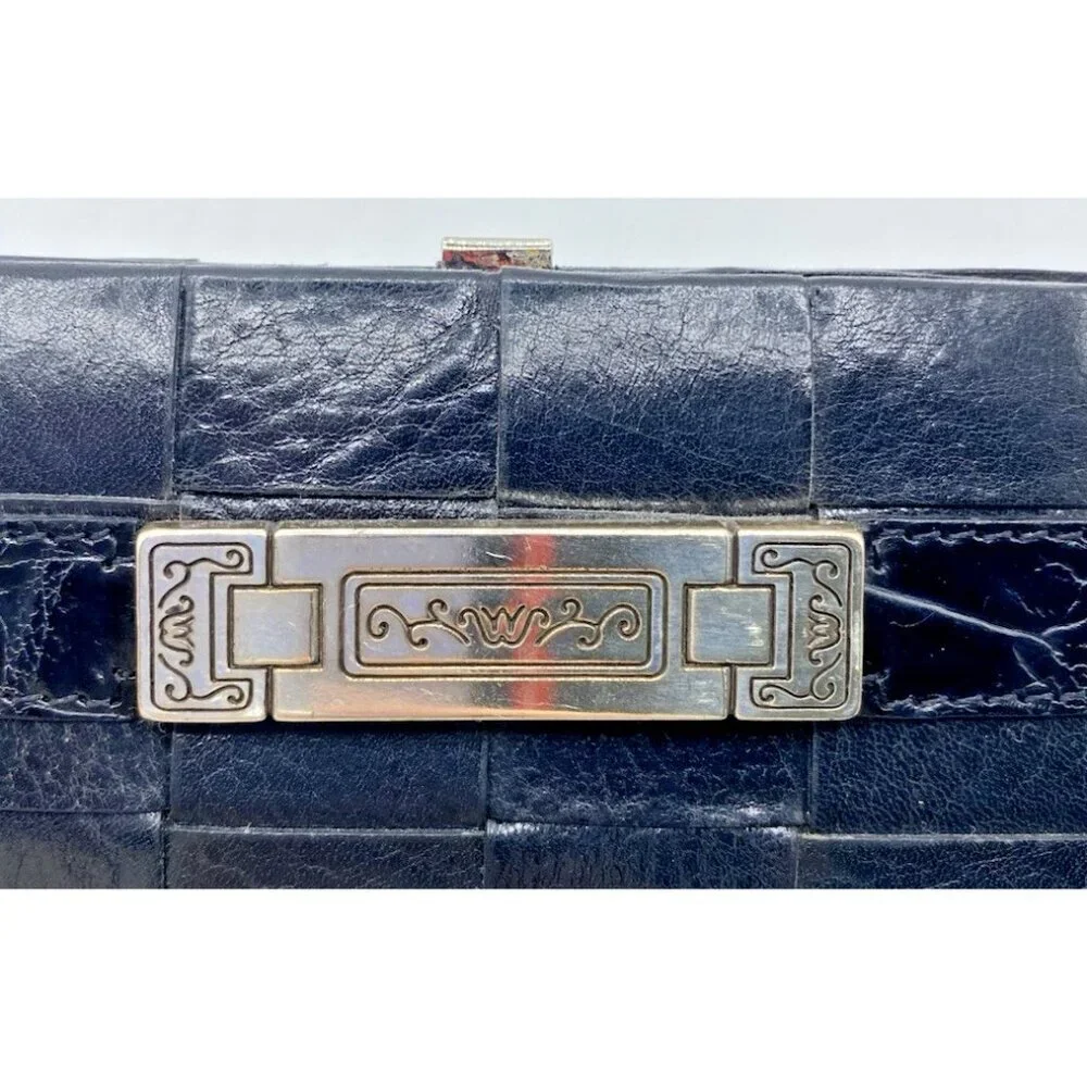 Brighton Black Leather Small Organizer Checkbook Bag Wallet Clutch 7.5 x 4.5”